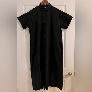 MUJI Cotton Short Sleeve Shirt Dress Black